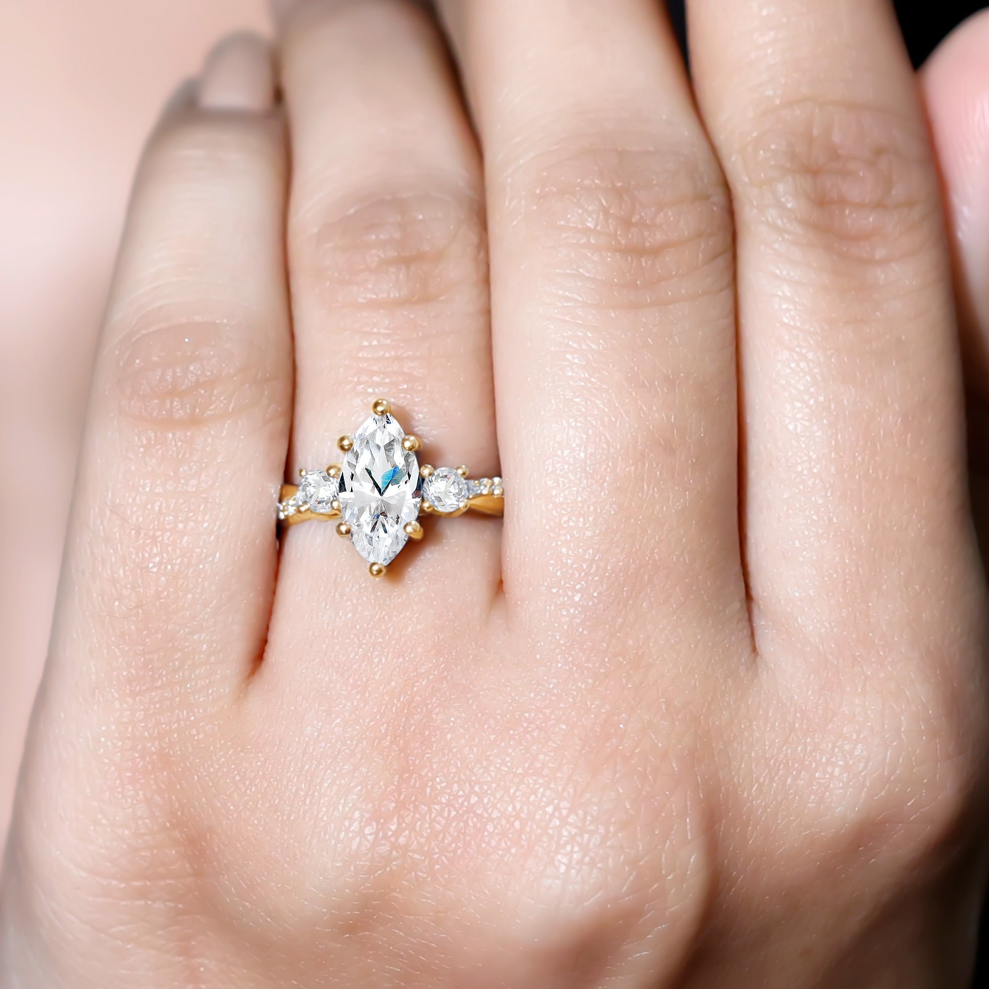 Brilliant Cut Marquise Lab Grown Diamond Engagement Ring
