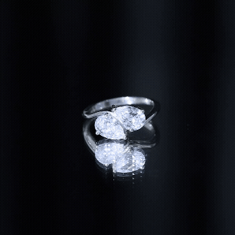 6X8 MM Pear Shaped Lab Grown Diamond Two Stone Engagement Ring