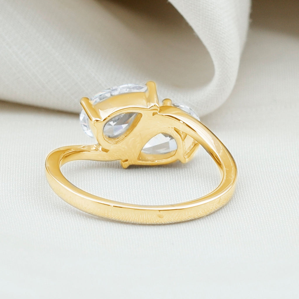 6X8 MM Pear Shaped Lab Grown Diamond Two Stone Engagement Ring