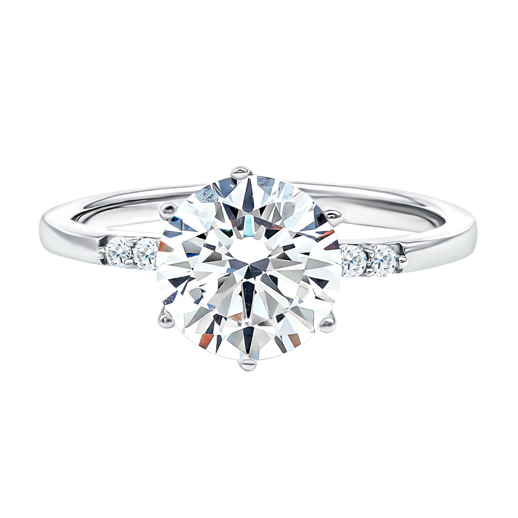 Round Cut 9 MM Lab Grown Diamond Solitaire Engagement Ring