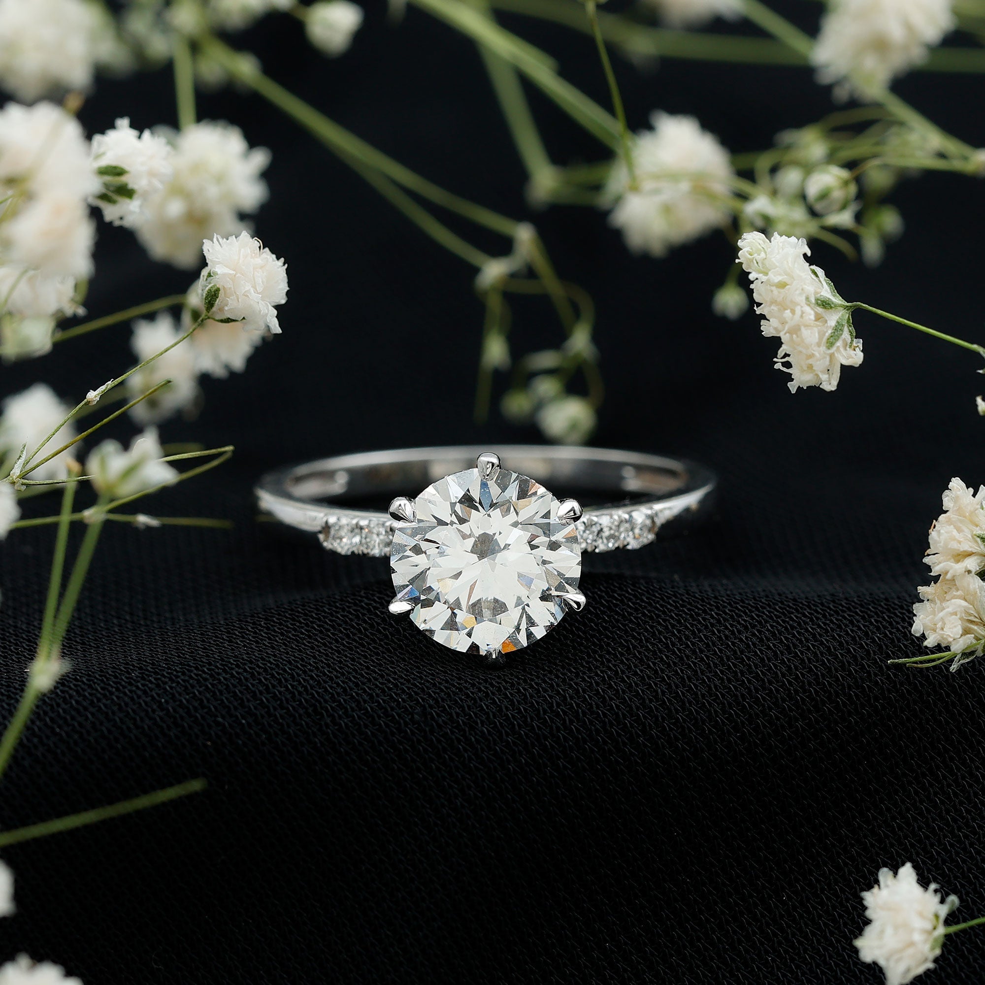 Round Cut 9 MM Lab Grown Diamond Solitaire Engagement Ring