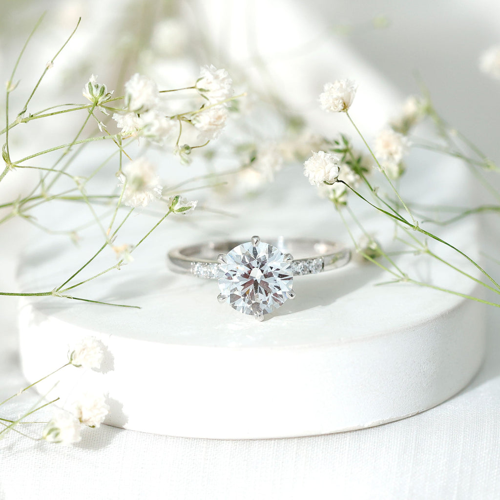 Round Cut 9 MM Lab Grown Diamond Solitaire Engagement Ring