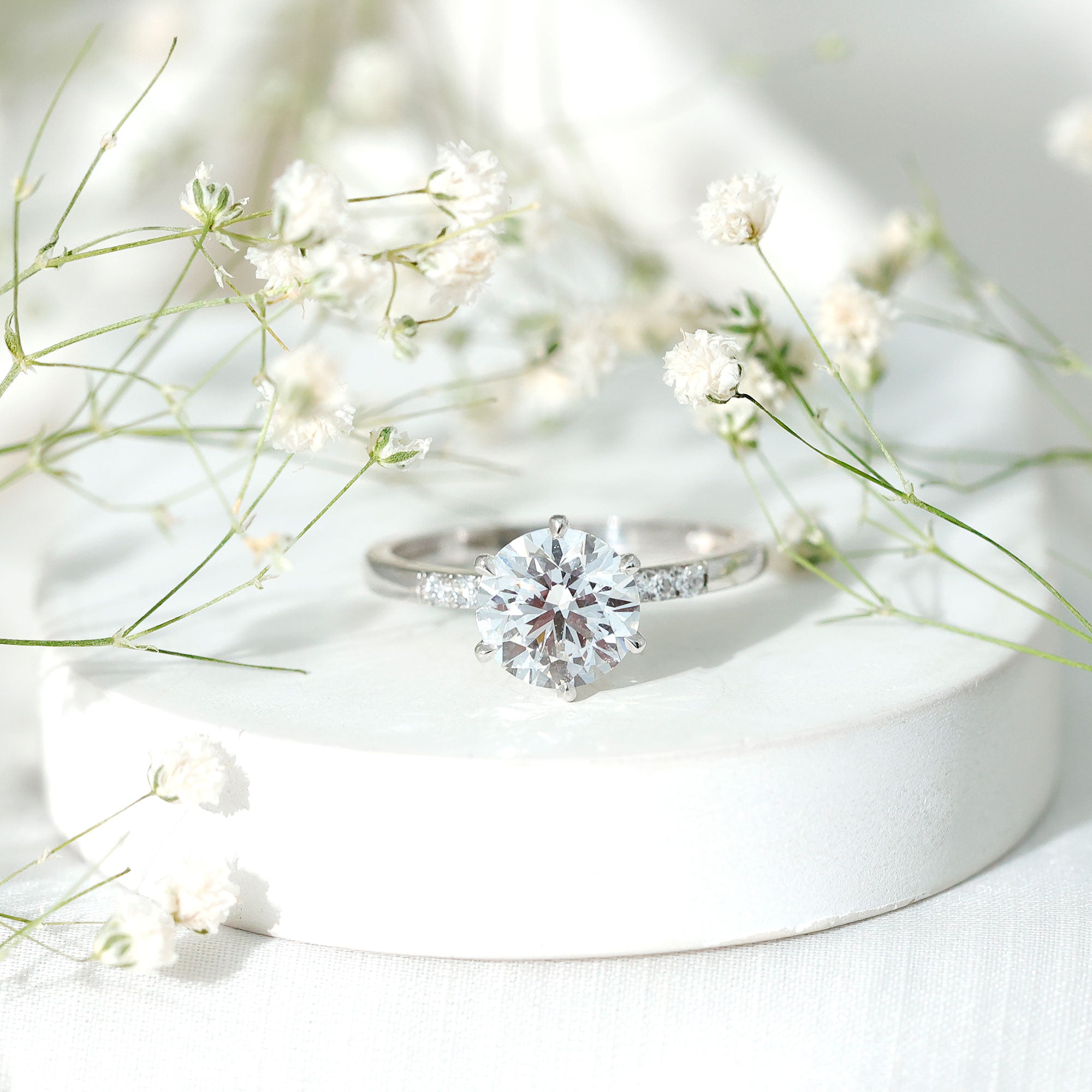 Round Cut 9 MM Lab Grown Diamond Solitaire Engagement Ring