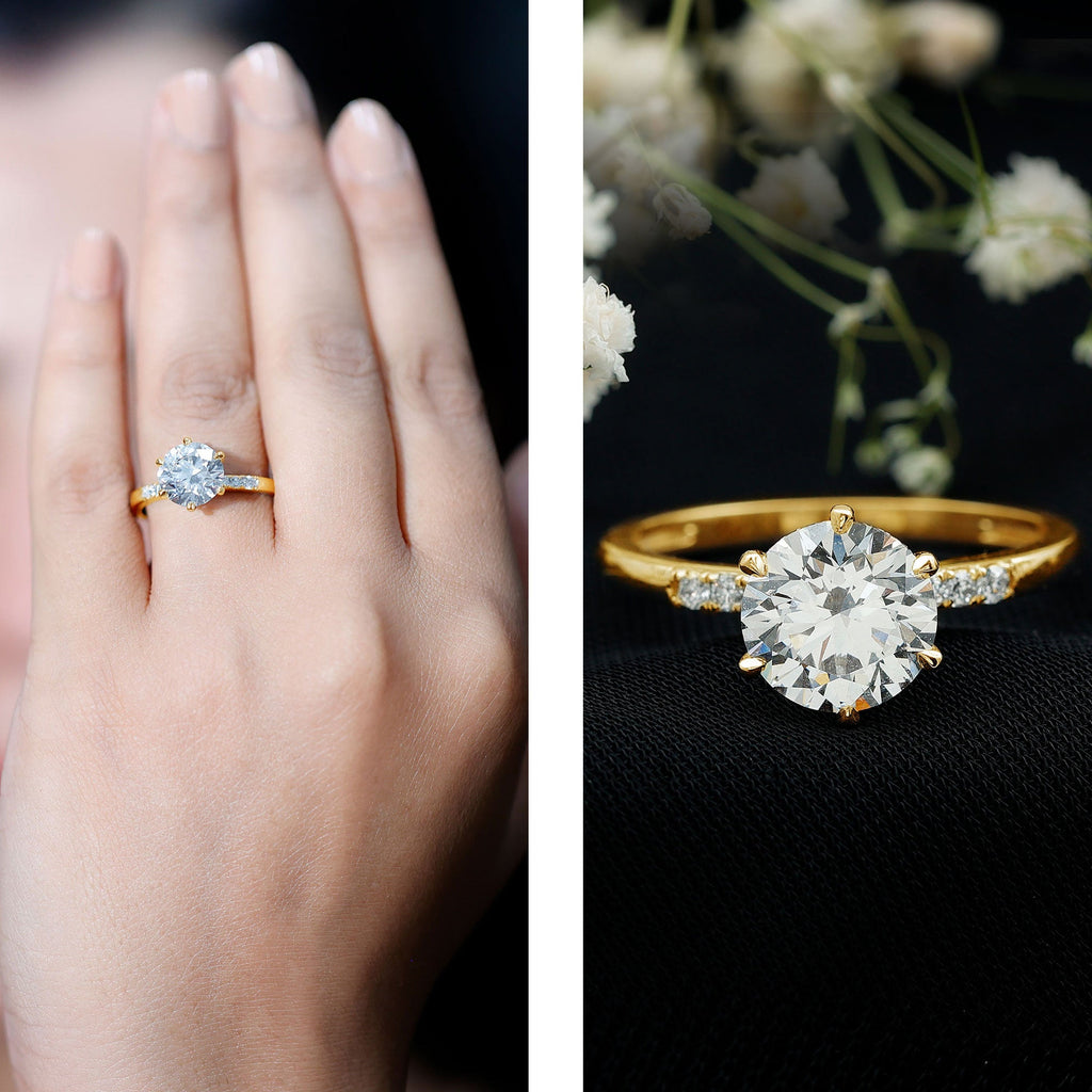 Round Cut 9 MM Lab Grown Diamond Solitaire Engagement Ring