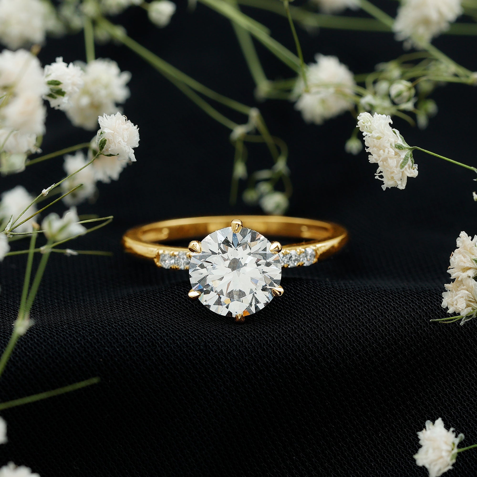 Round Cut 9 MM Lab Grown Diamond Solitaire Engagement Ring