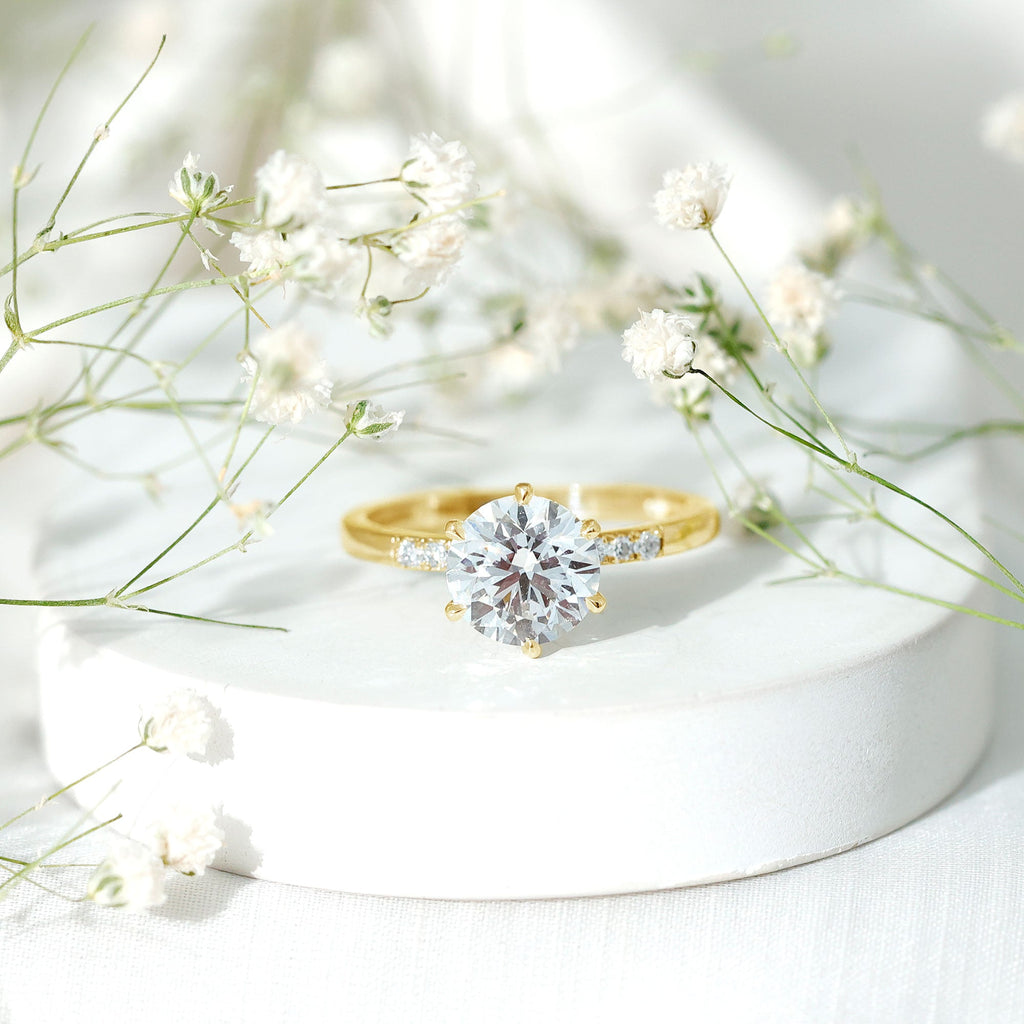 Round Cut 9 MM Lab Grown Diamond Solitaire Engagement Ring