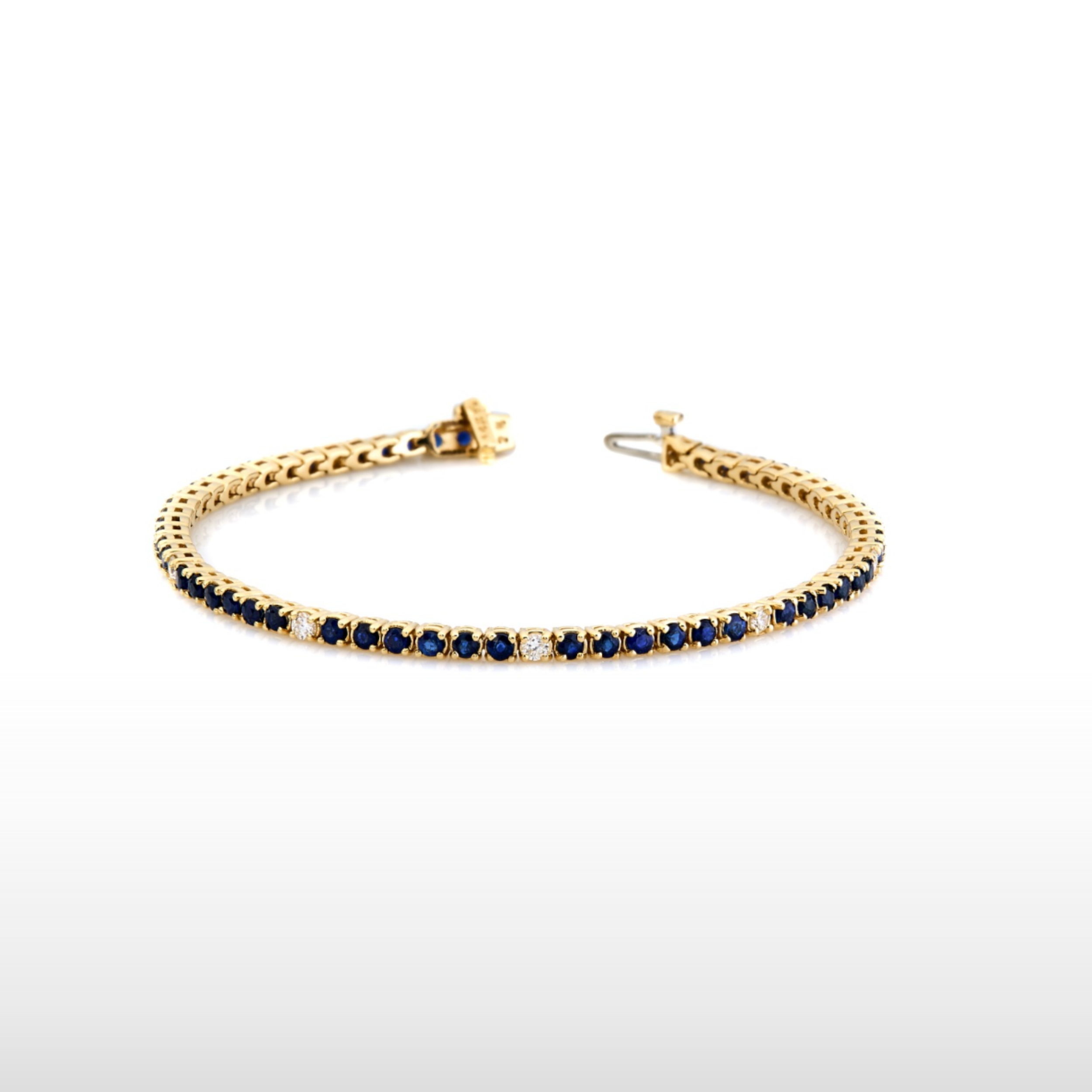 Natural Blue Sapphire & Diamond Bracelet in 14K Yellow Gold – 4.25ctw