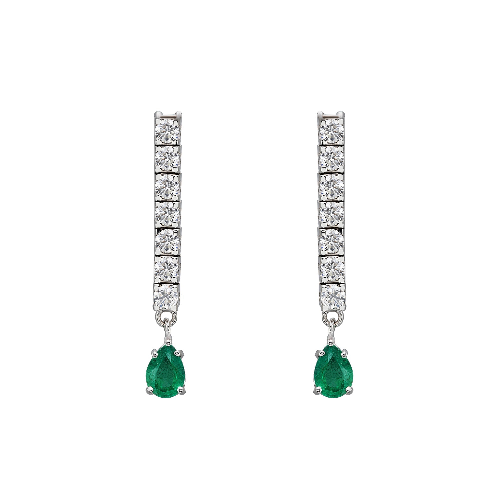 Diamond & Pear Emerald Drop Earrings