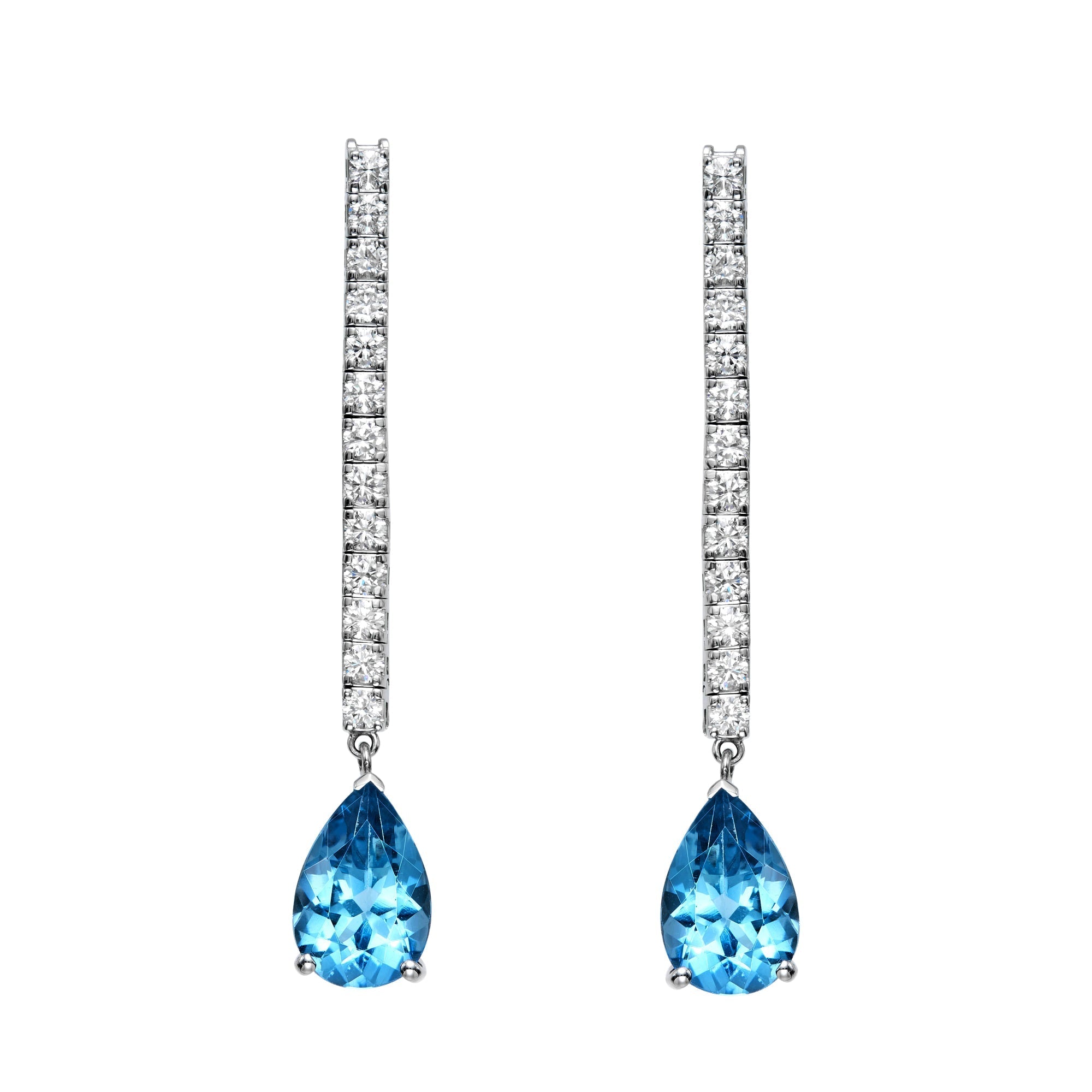 Diamond & Blue Topaz Drop Earrings