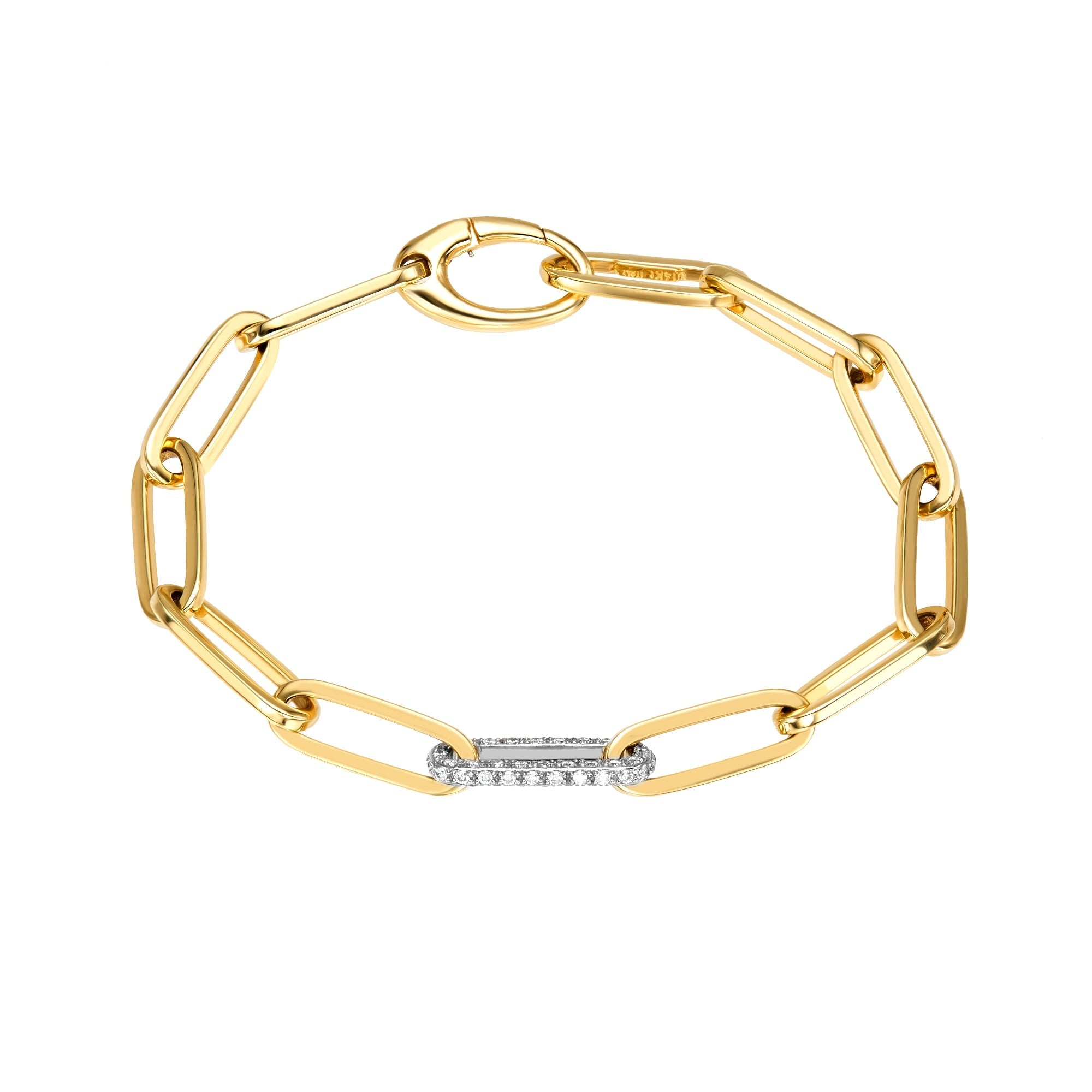 One Diamond Link Paperclip Bracelet