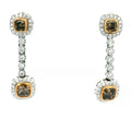 Fancy Brown Diamond Double Halo Drop Earrings
