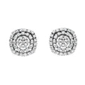 Double Halo Cluster Stud Earrings