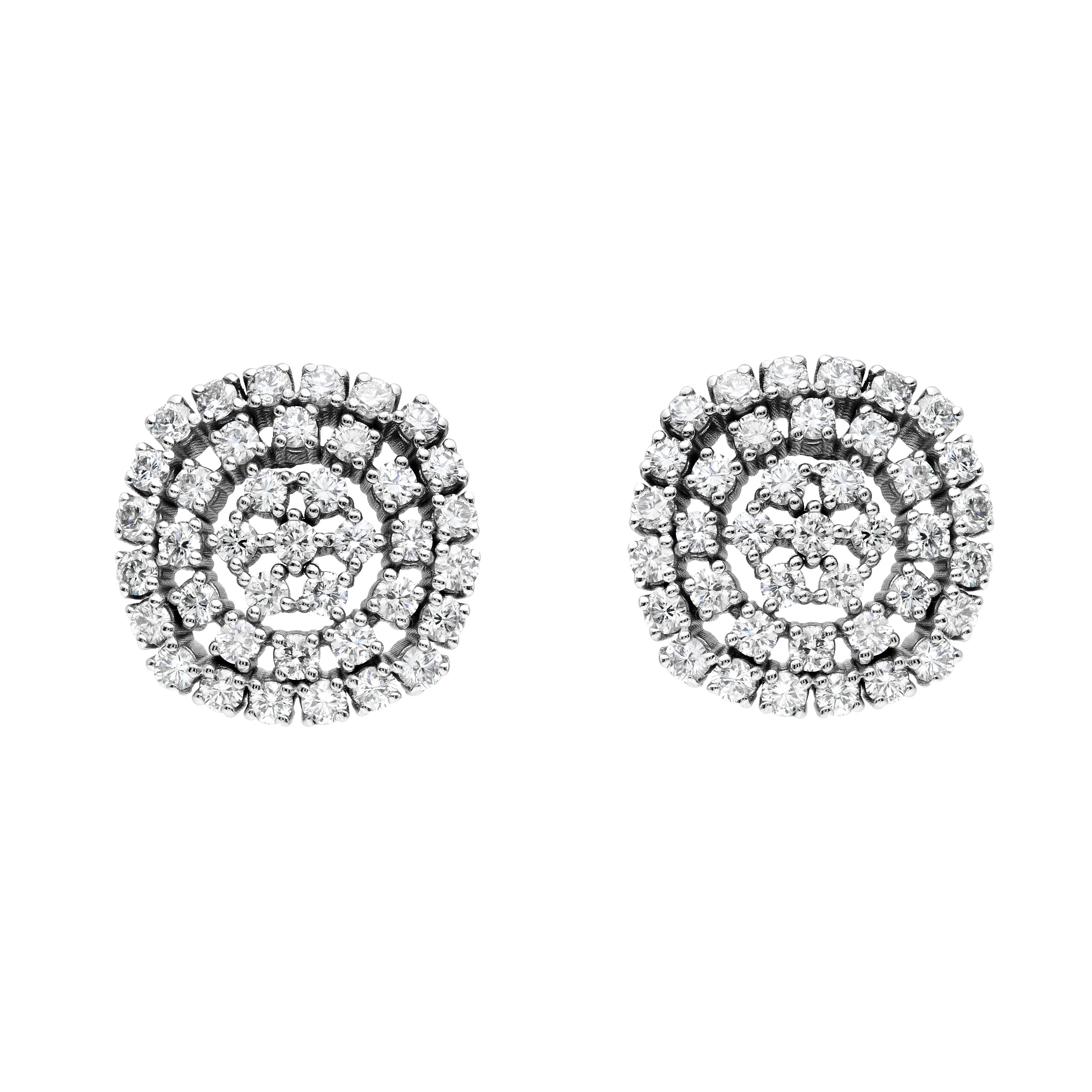 Double Halo Cluster Stud Earrings
