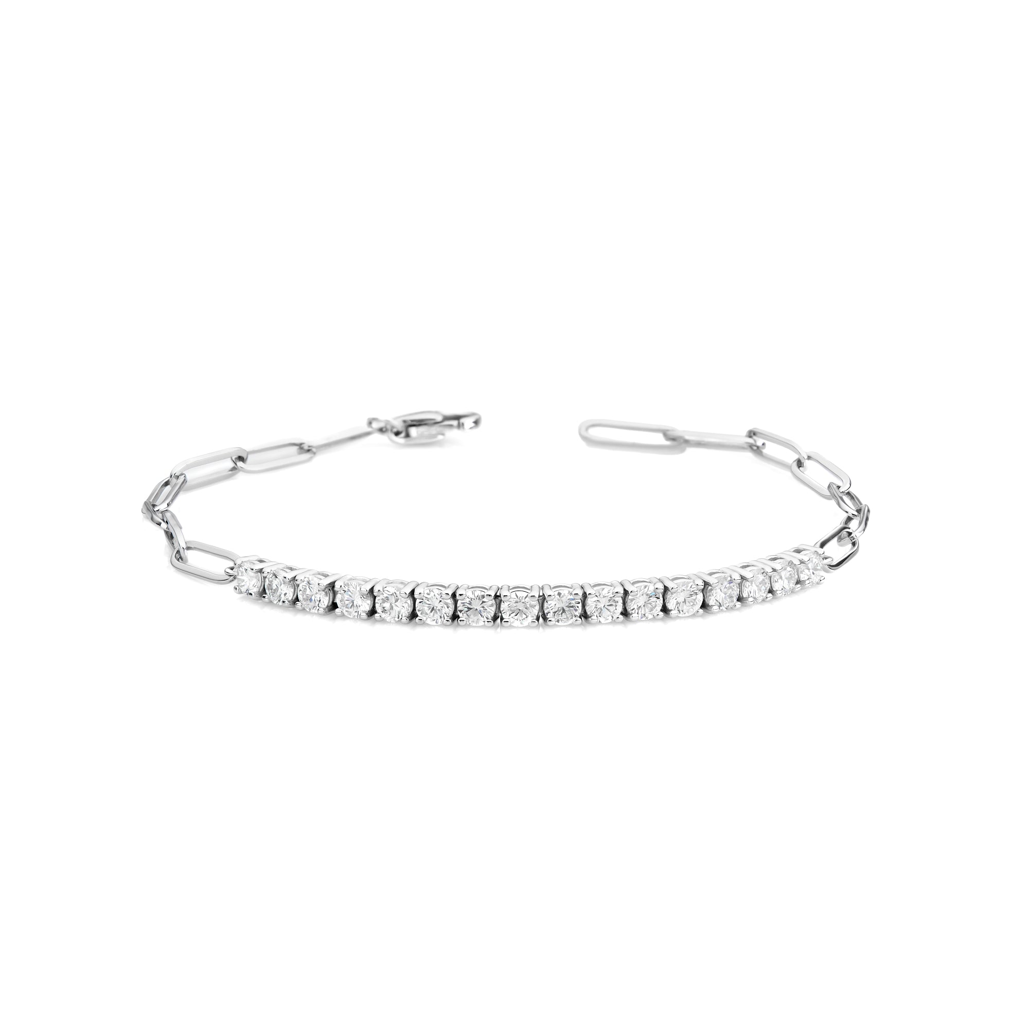 Paperclip Diamond Center Bracelet