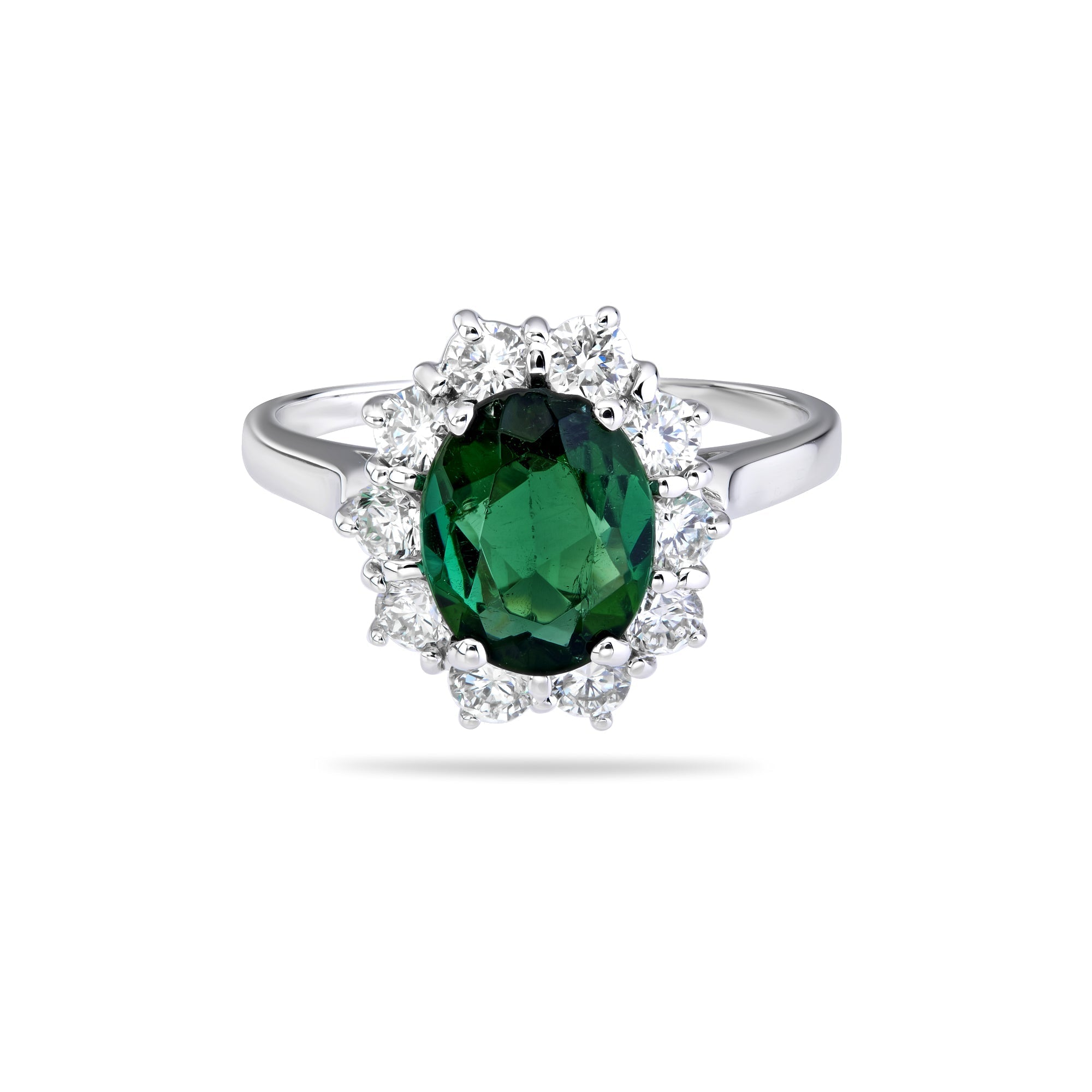 Oval Green Tourmaline Halo Ring