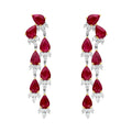 Diamond & Ruby Raining Pear Earrings