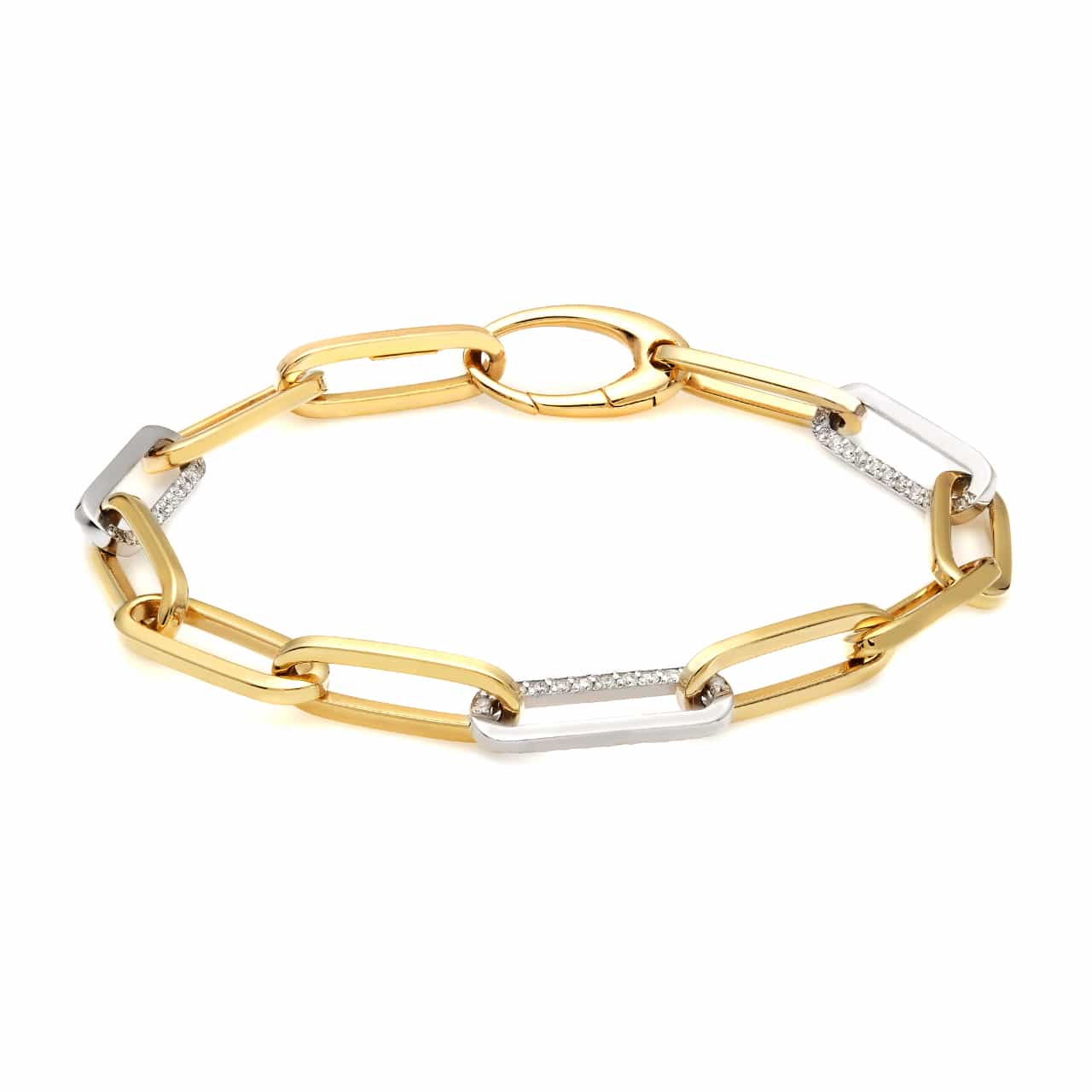 Three Diamond Link Paperclip Bracelet