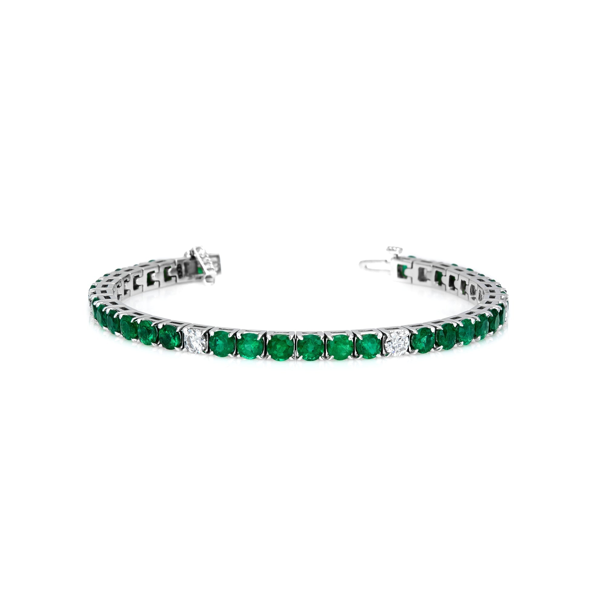 Emerald & Diamond Square Tennis Bracelet
