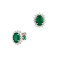 Oval Green Emerald Halo Earrings