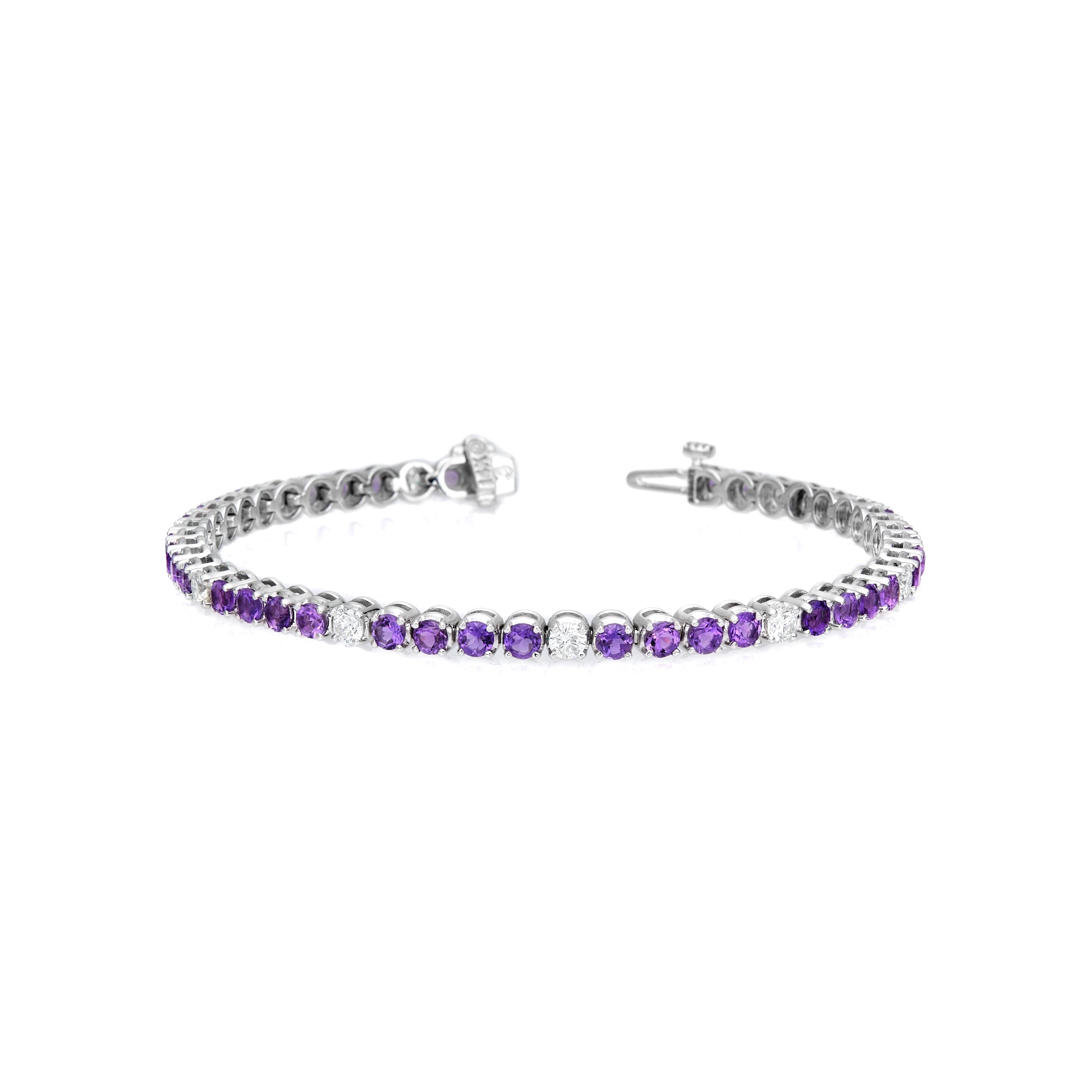 Four Prong Diamond & Fancy Color Alternating Bracelet