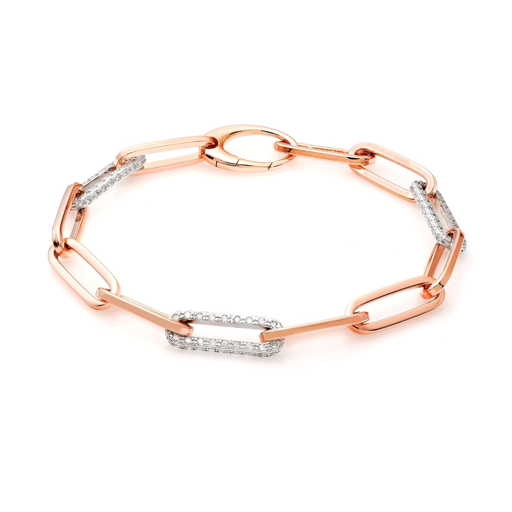 Three Diamond Link Paperclip Bracelet