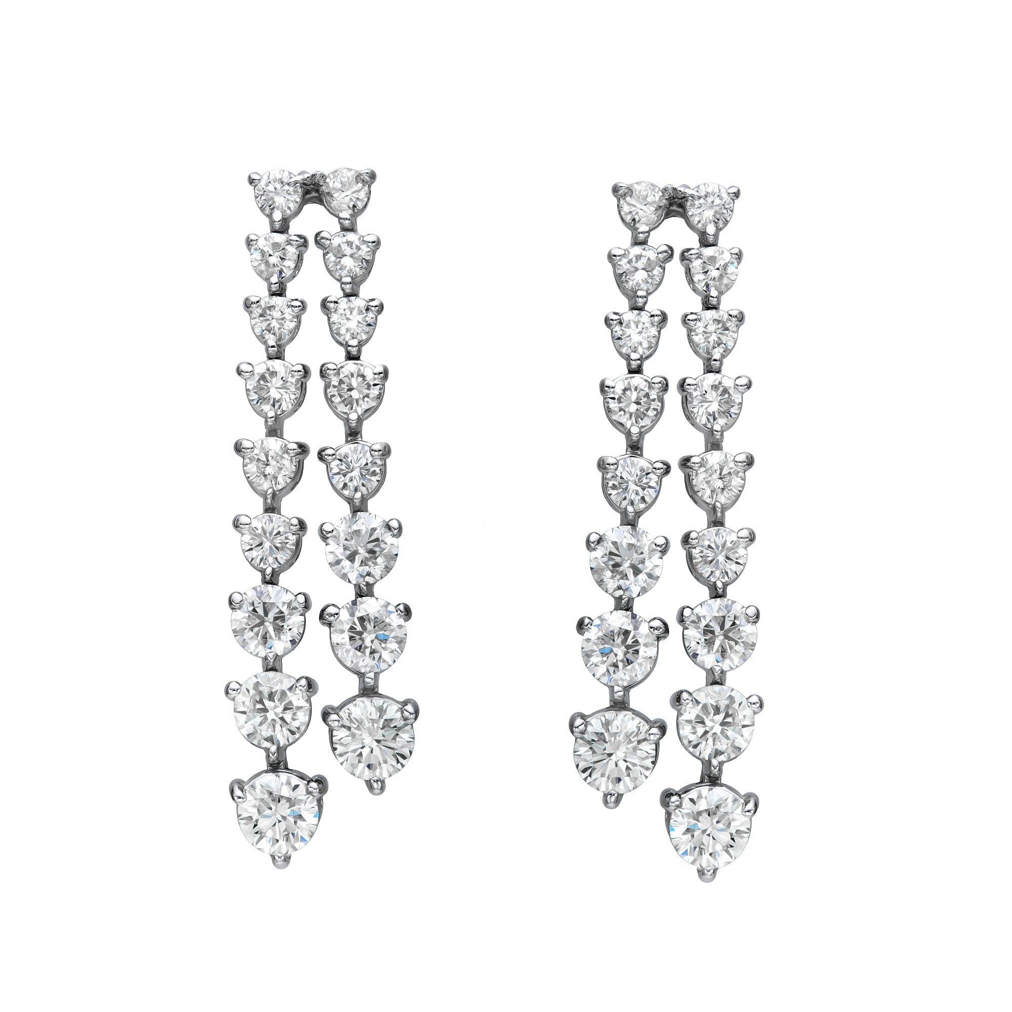 Double Line Three Prong Graduated Drop Earrings