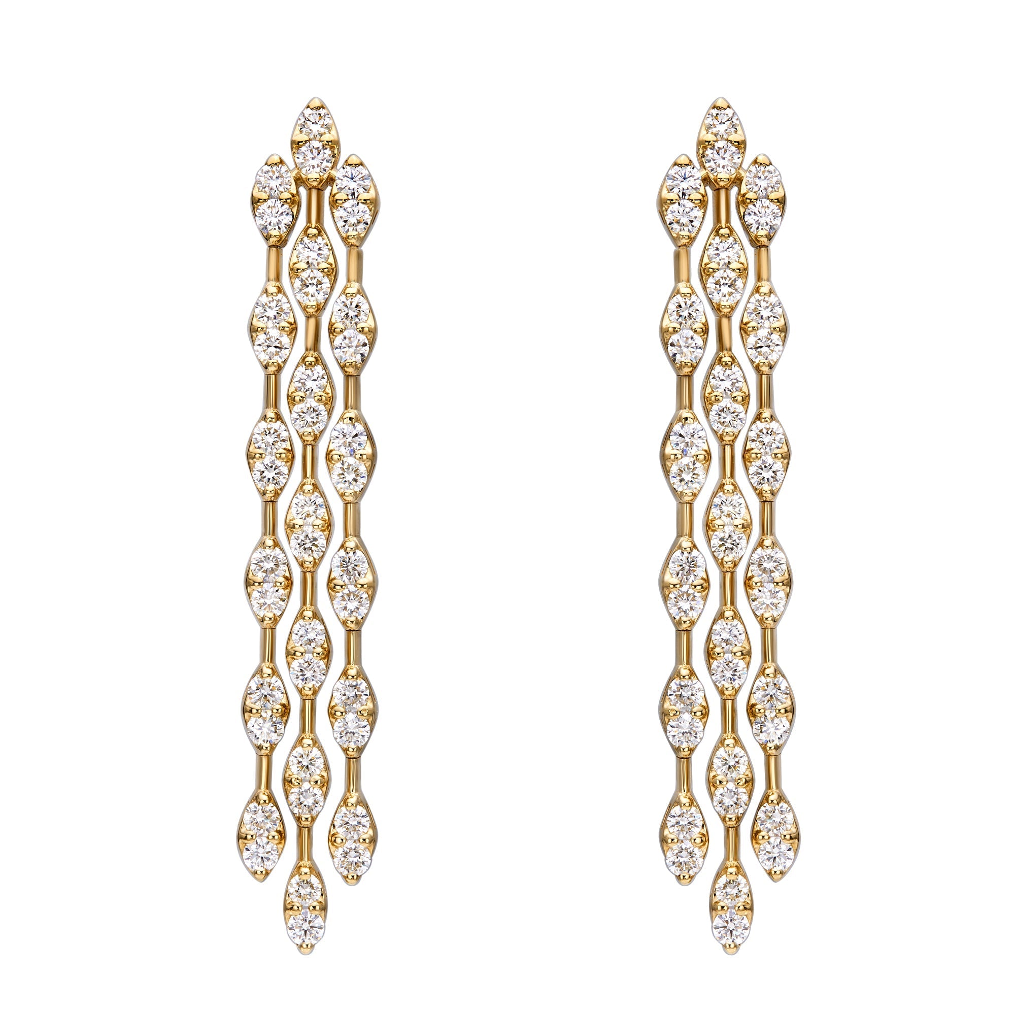 Three Line Marquise Drop Earrings
