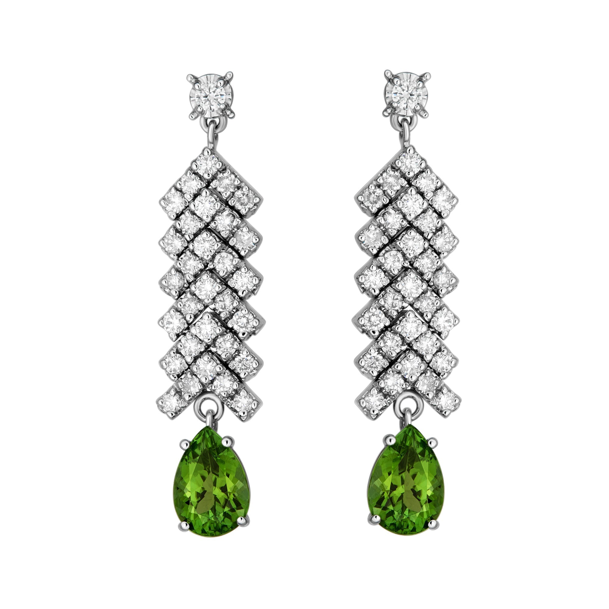 Diamond & Peridot Drop Earrings