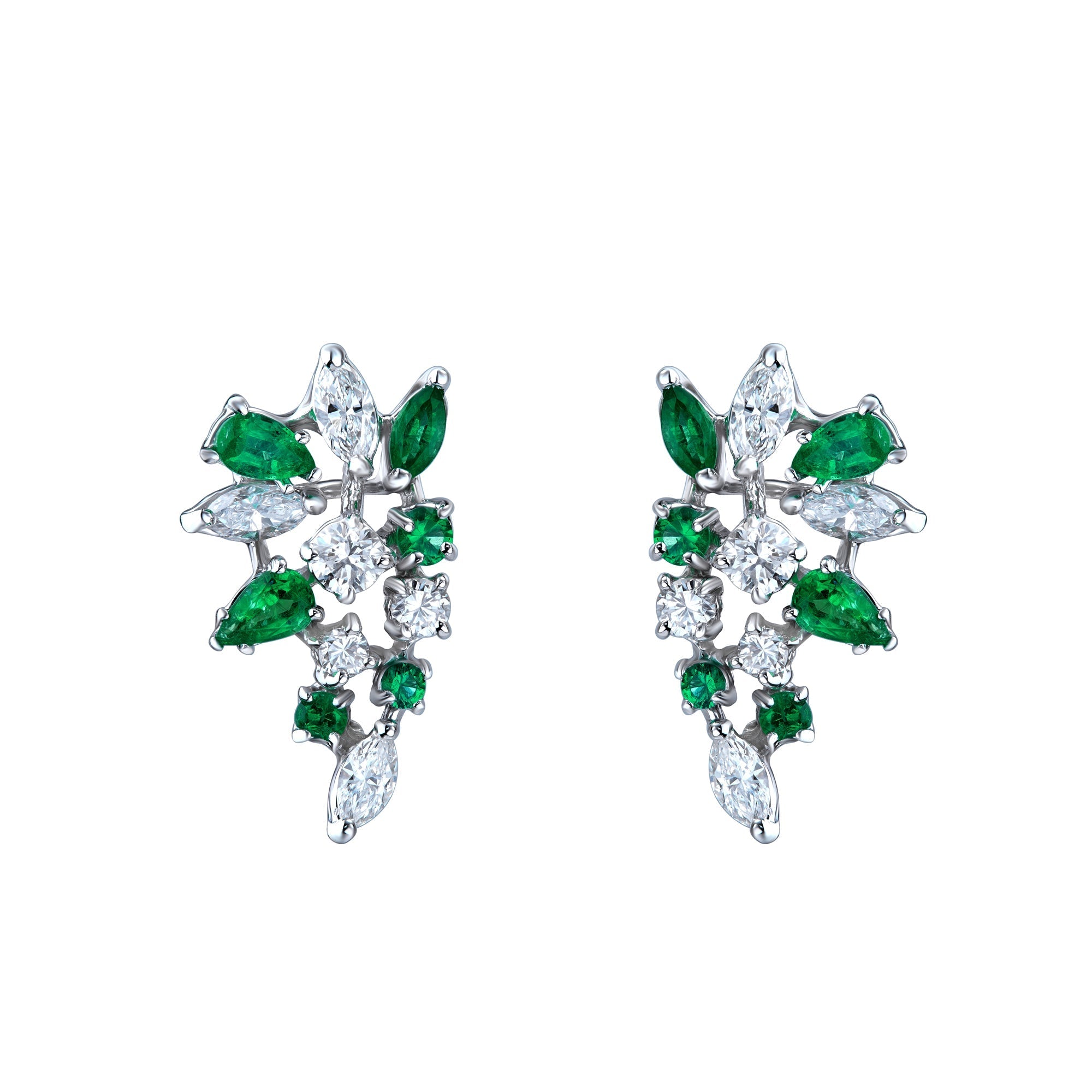 Emerald & Diamond Grape Cluster Earring
