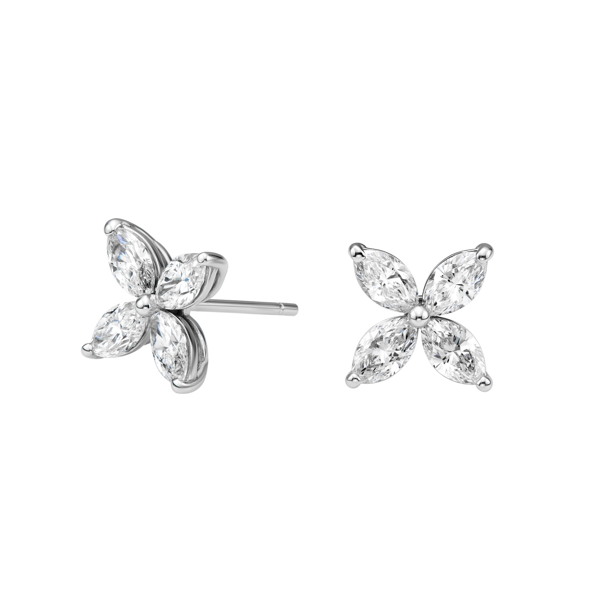 Marquise Floral Quad Stud Earrings