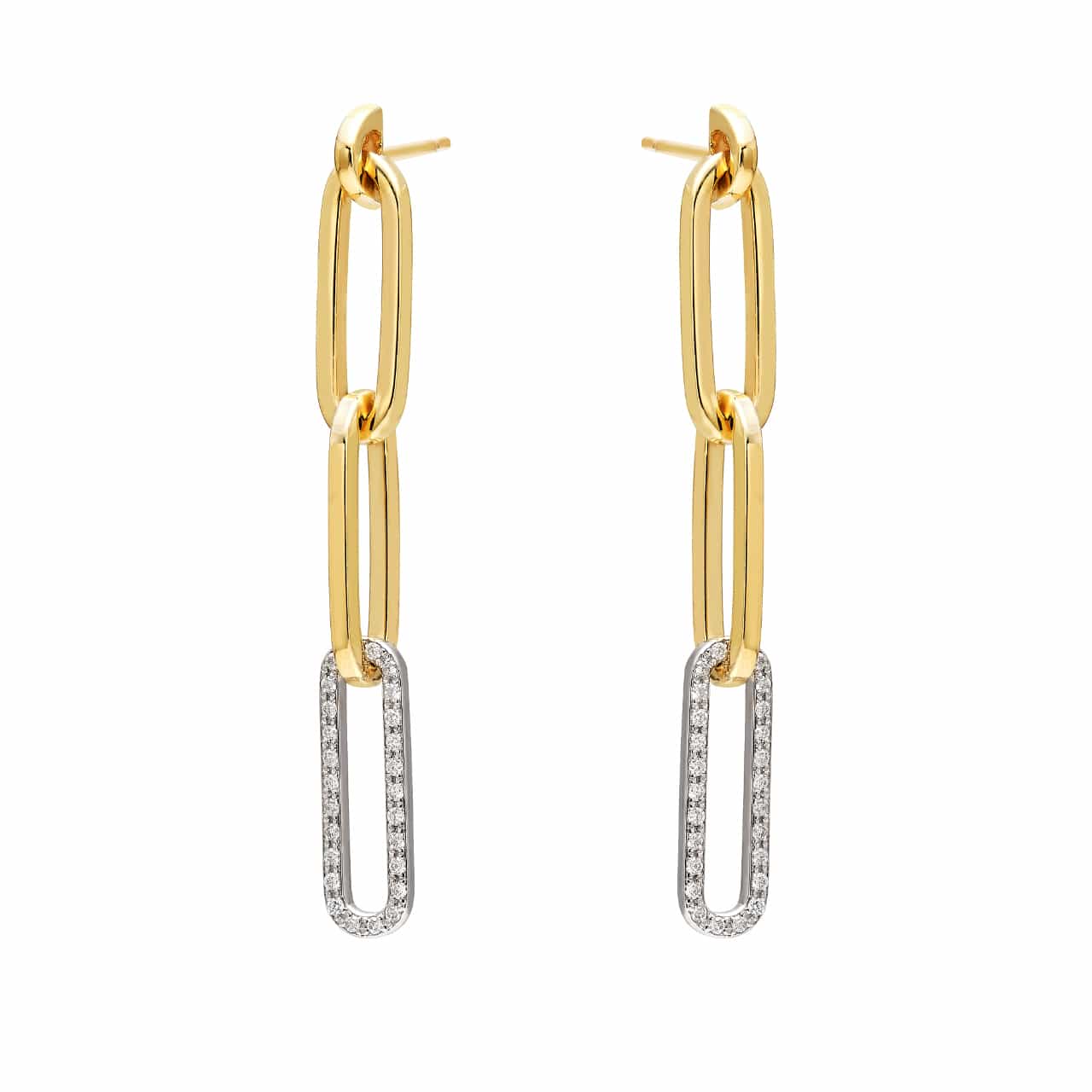 One Diamond Link Paperclip Earrings
