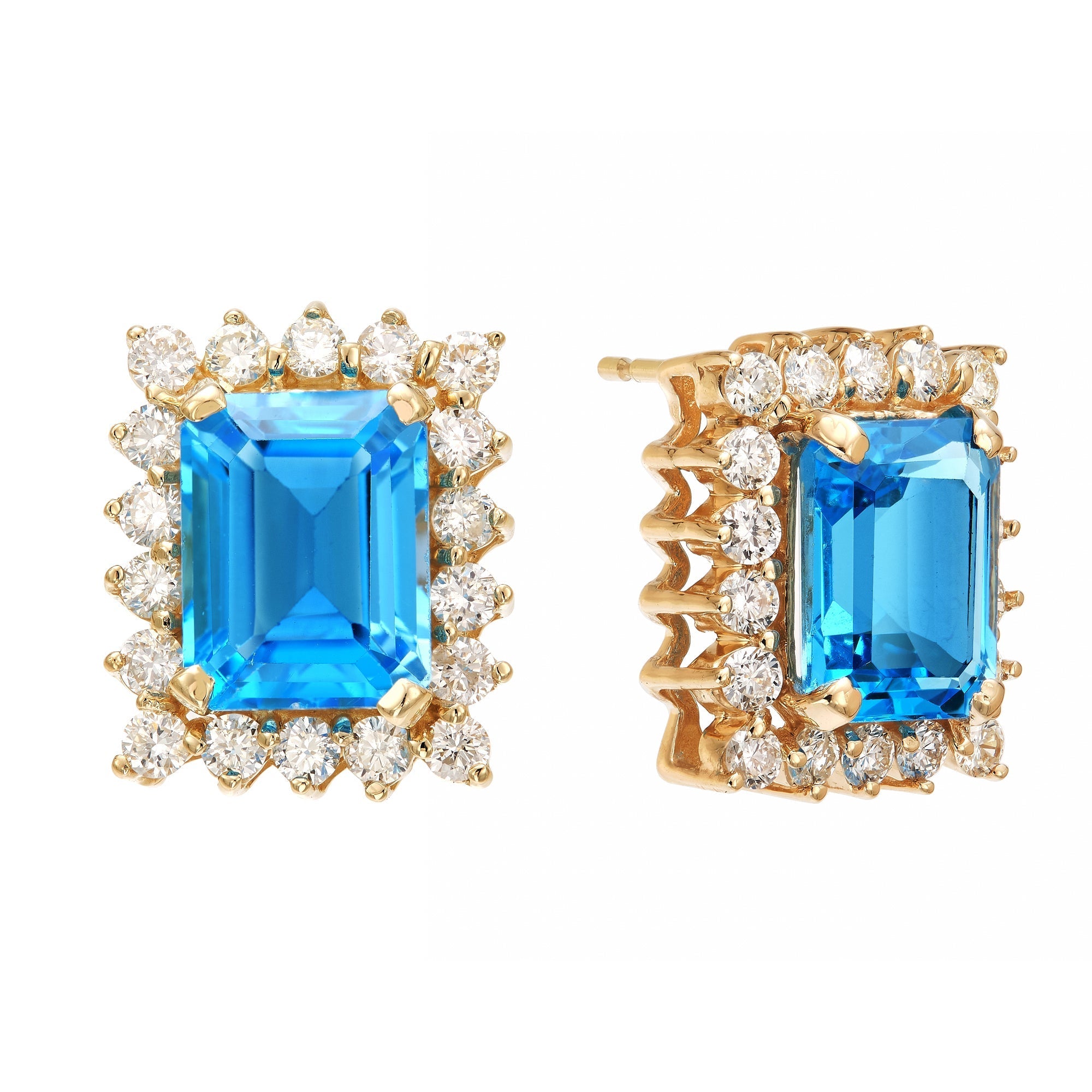 Halo Blue Topaz Stud Earrings