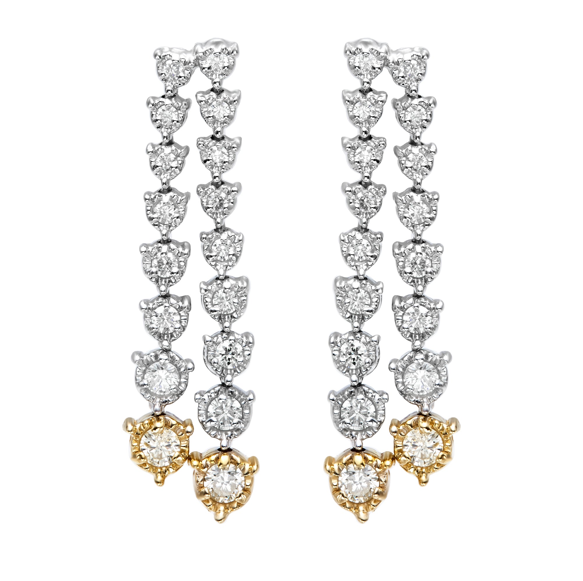 Two Tone Illusion Graduated Double Line Drop Earrings