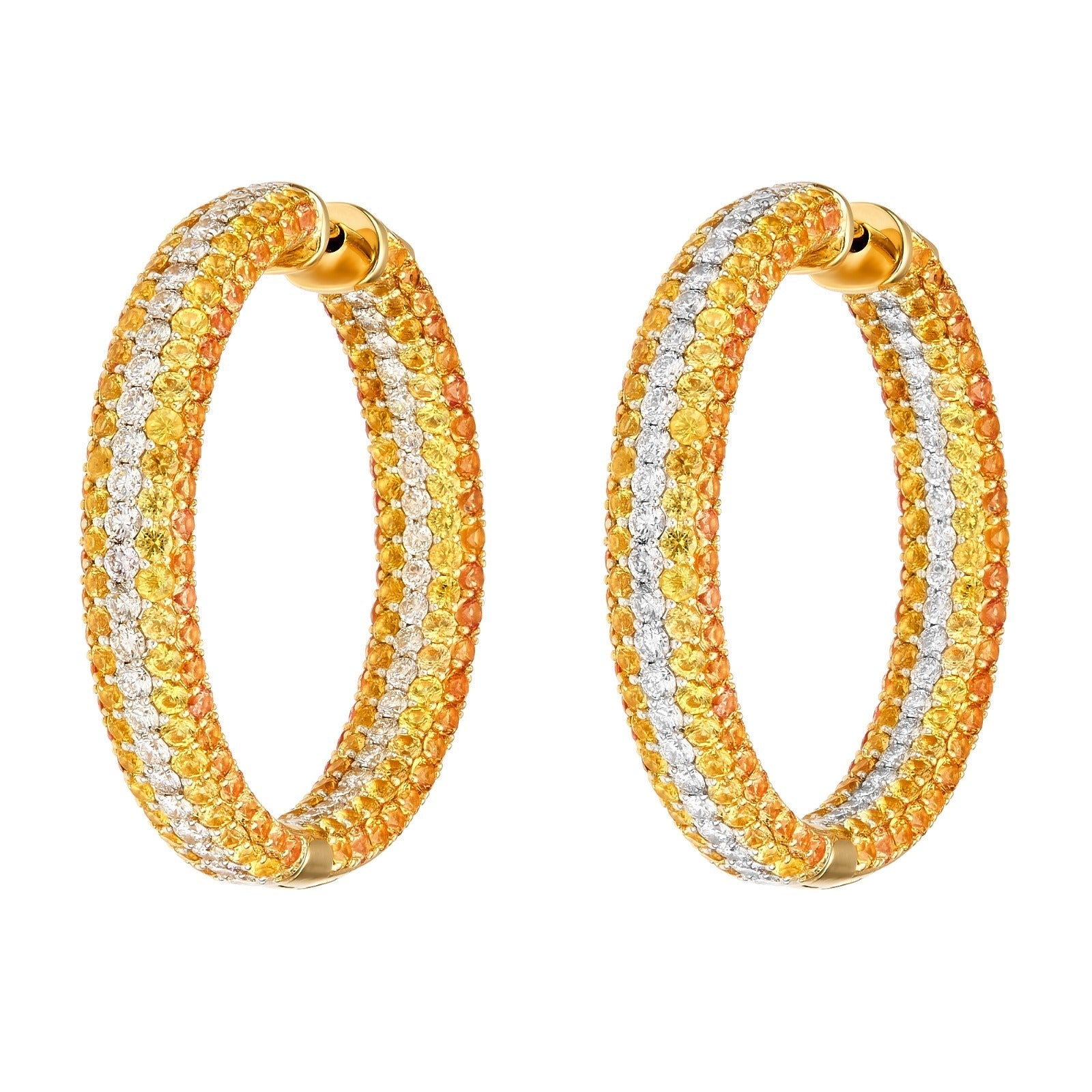 Diamond & Sapphire Gradiant Hoop Earrings