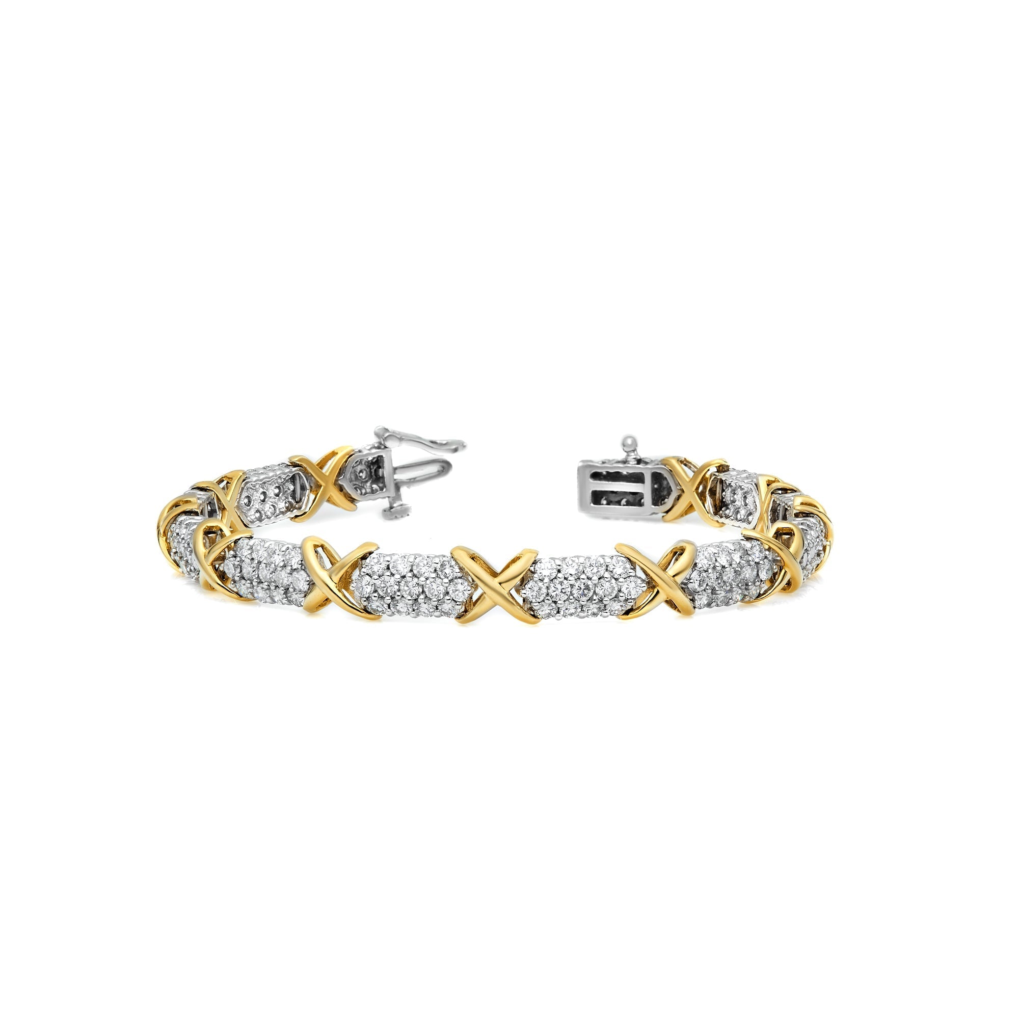 3 Row Diamond Gold X Bracelet