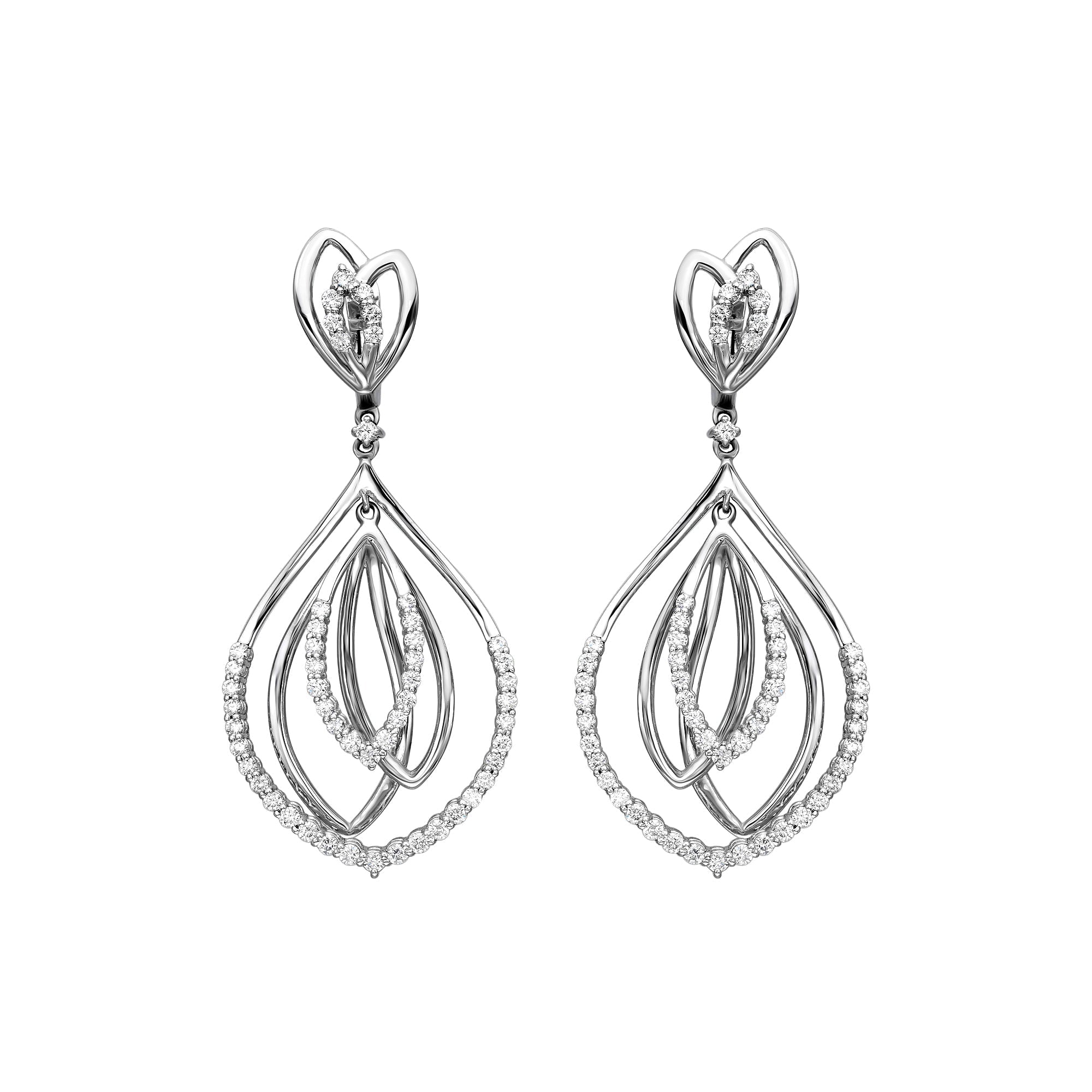 Flower Top With Leaves Drop Earrings