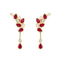 Diamond & Ruby Pear Bezel Drop Earrings