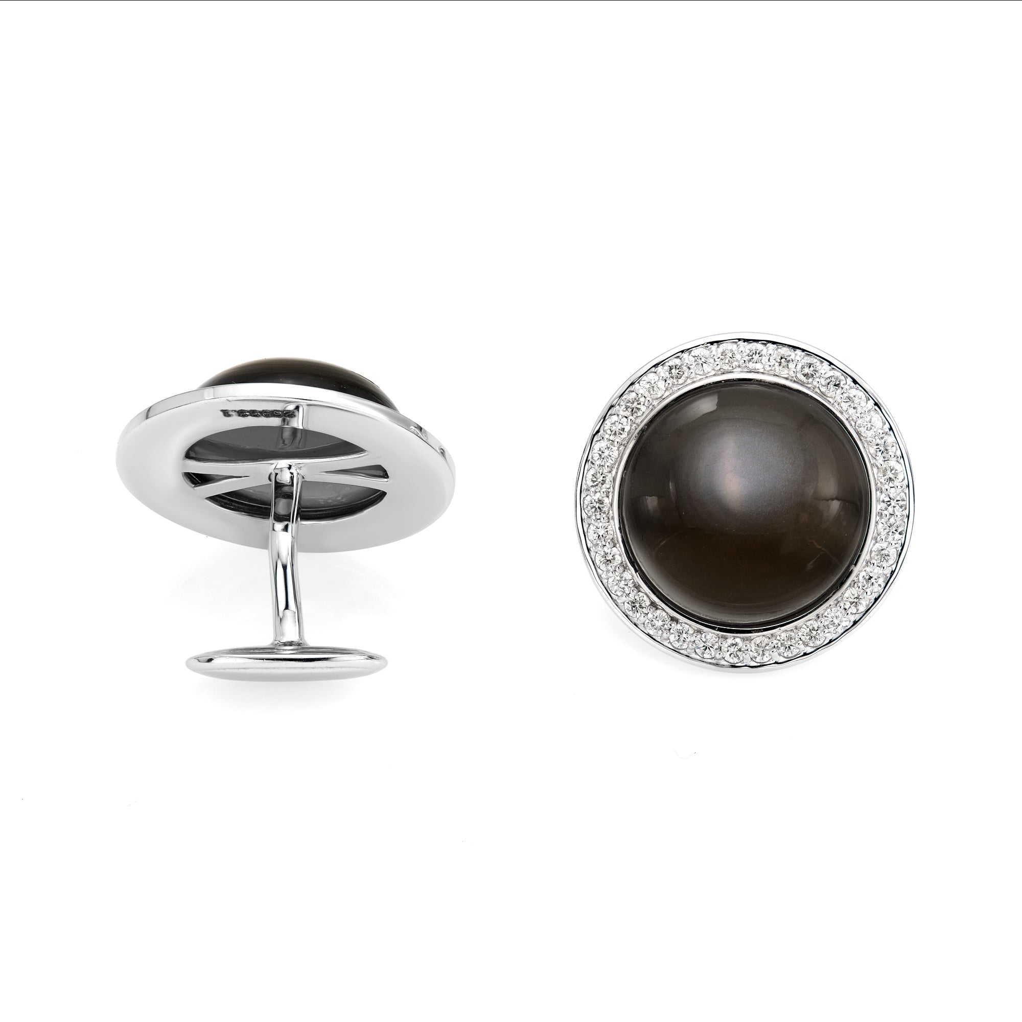 Round Moonstone Halo Cufflinks