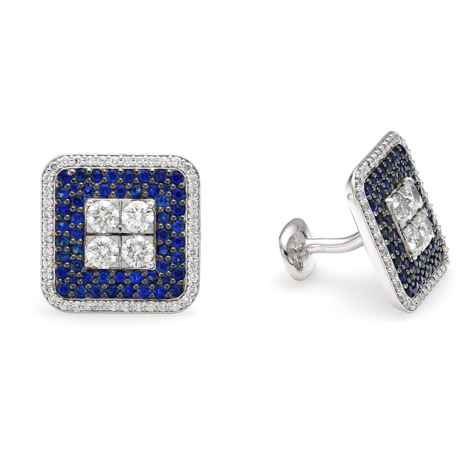 Square Diamond & Blue Sapphire Cufflinks