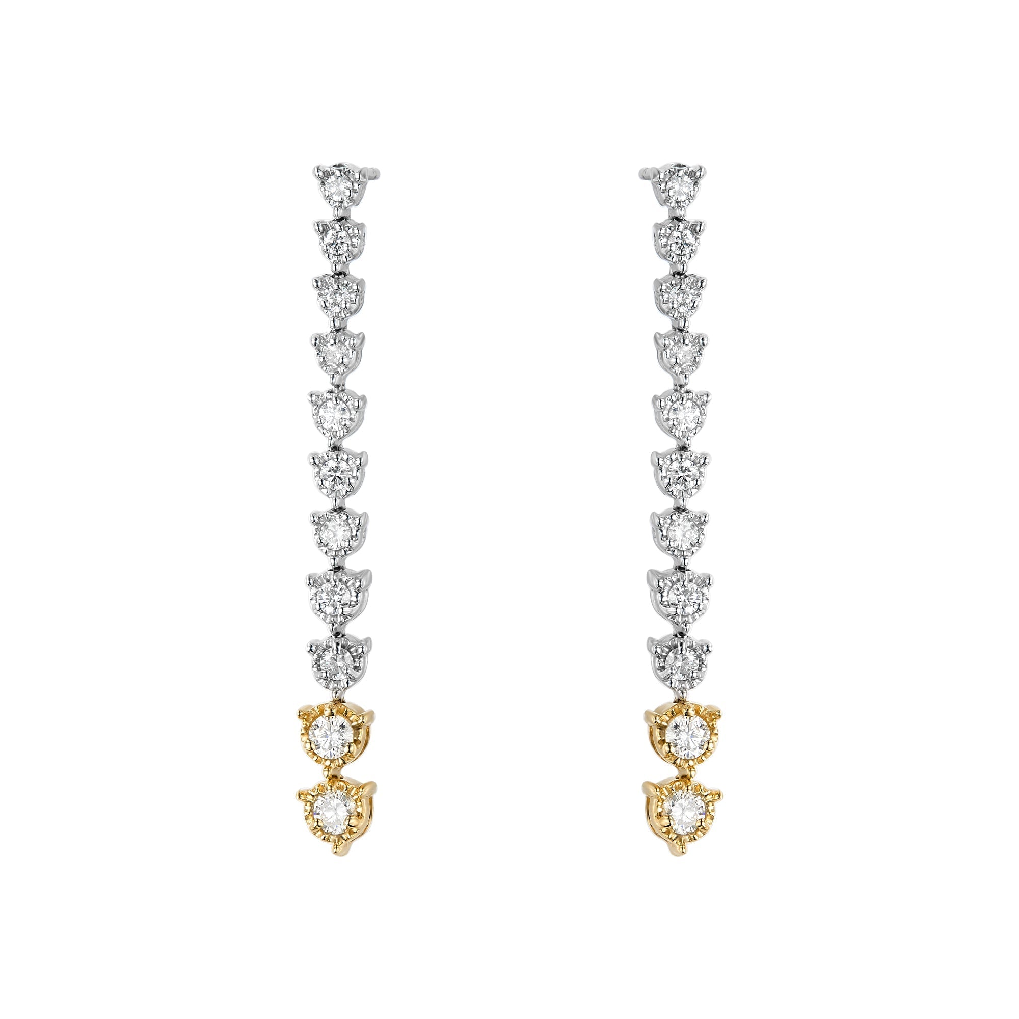 Two Tone One Line Graduated Illusion Drop Earrings