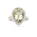 Pear Shape Green Amethyst Halo Ring