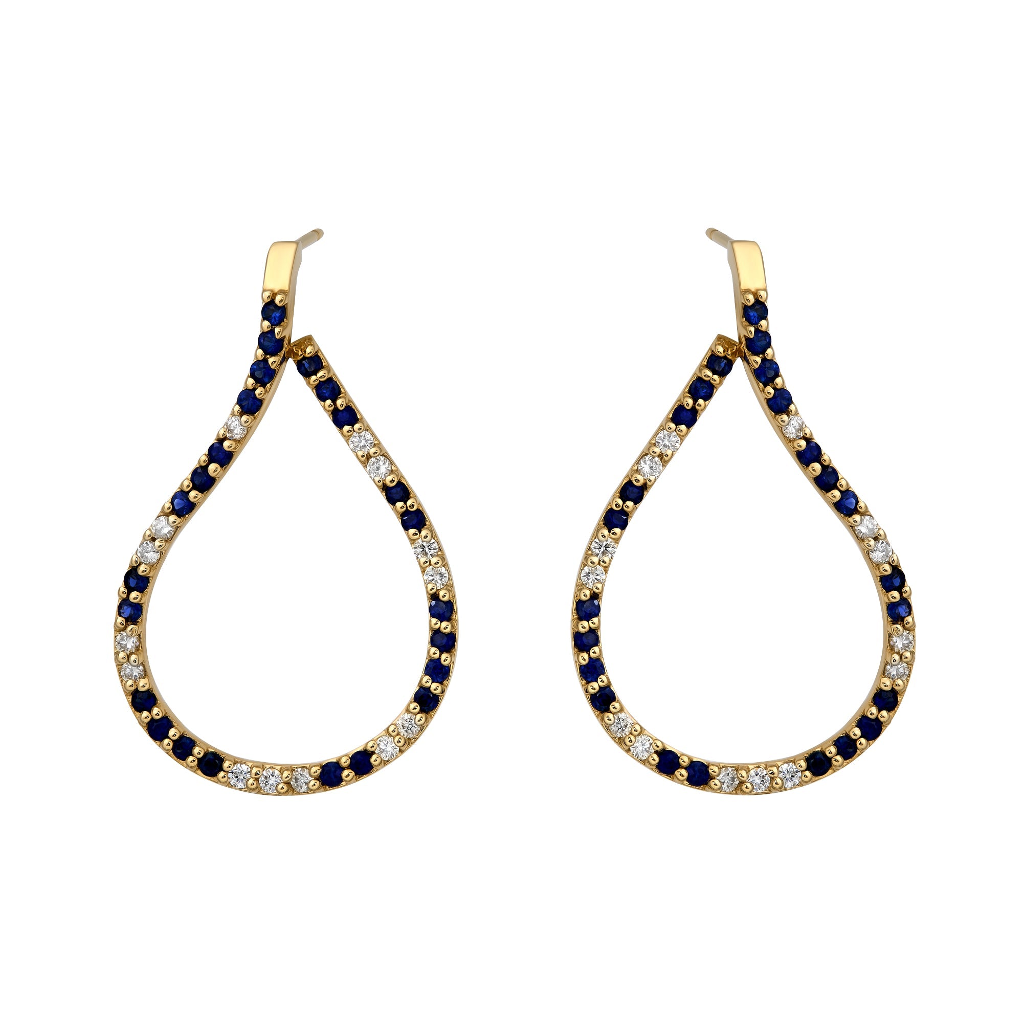 Teardrop Alternating Diamond & Sapphire Earrings