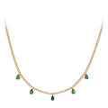 Diamond Tennis & Emerald Pear Station Half Necklace
