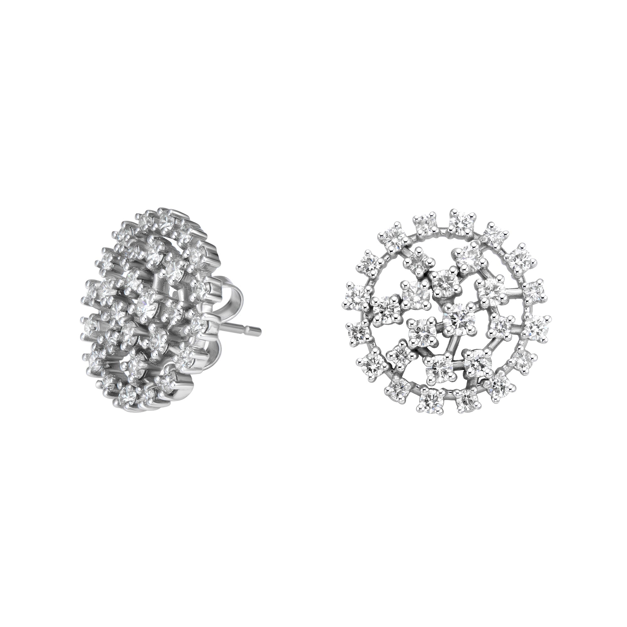 Center Cluster Halo Stud Earrings