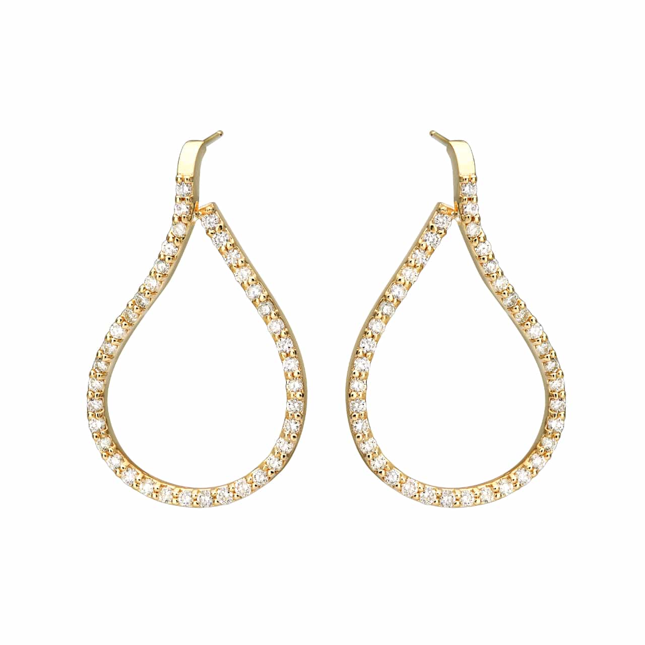 Front Pear Outline Dangle Earrings