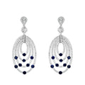 Diamond & Sapphire Multi Row Oval Dangle Earrings
