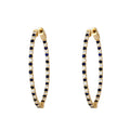 Diamond & Sapphire Elongated Hoop Earrings