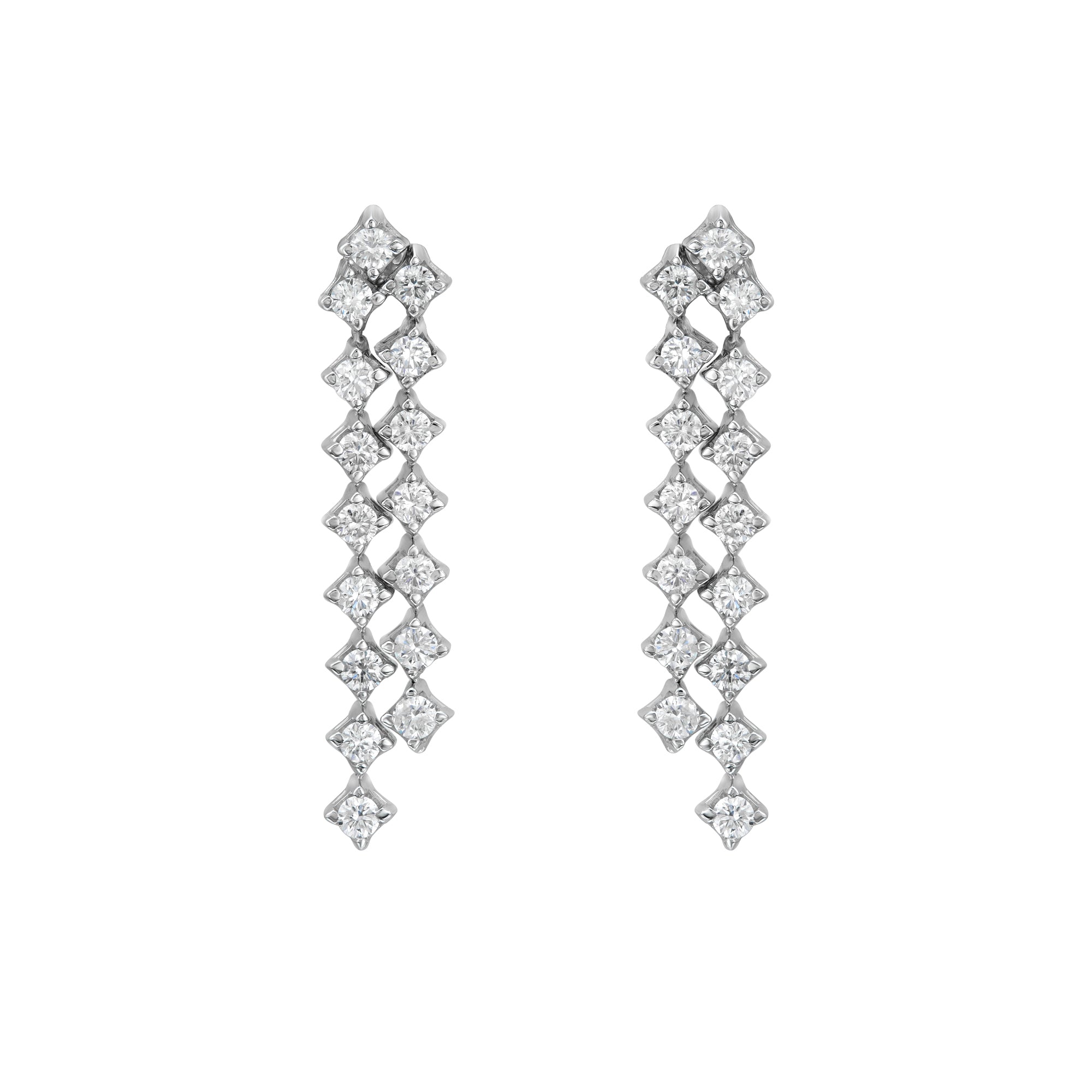 Double Line Square Drop Earrings