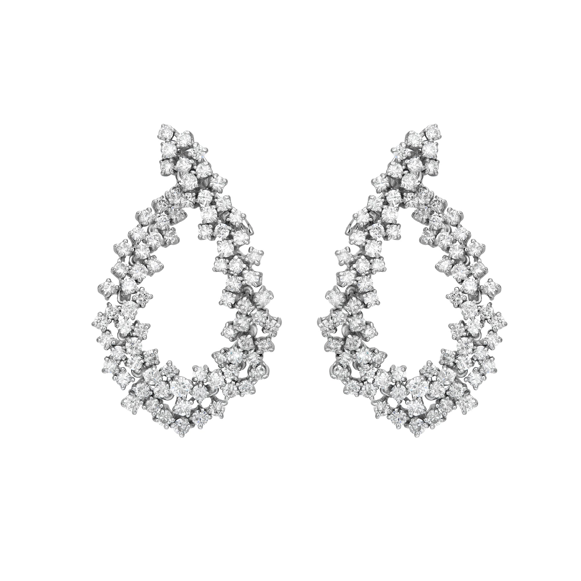 Front Facing Open Teardrop Cluster Earrings
