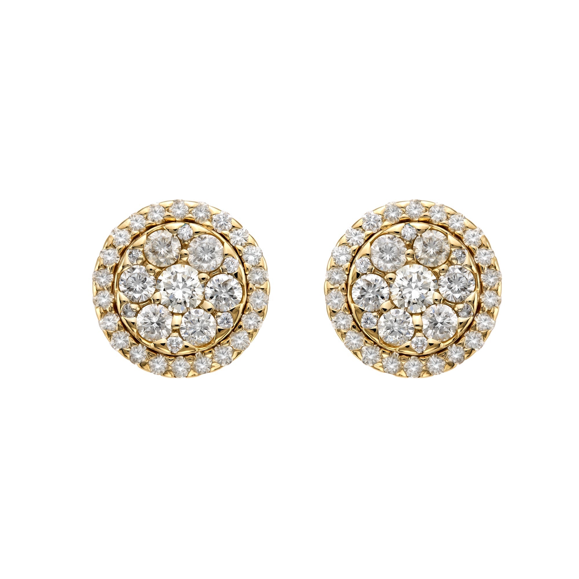 Round Cluster Center Halo Stud Earrings